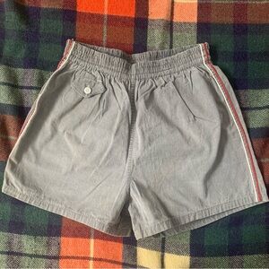 Vintage 60s 70s Gray Cotton Shorts W/ Racing Striped By CAMPUS